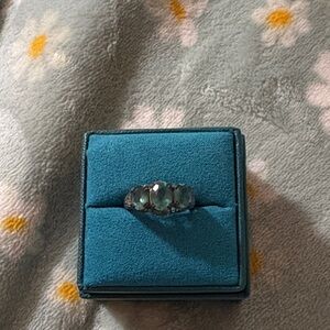 Sterling Silver Triple Aquamarine Ring - Blue